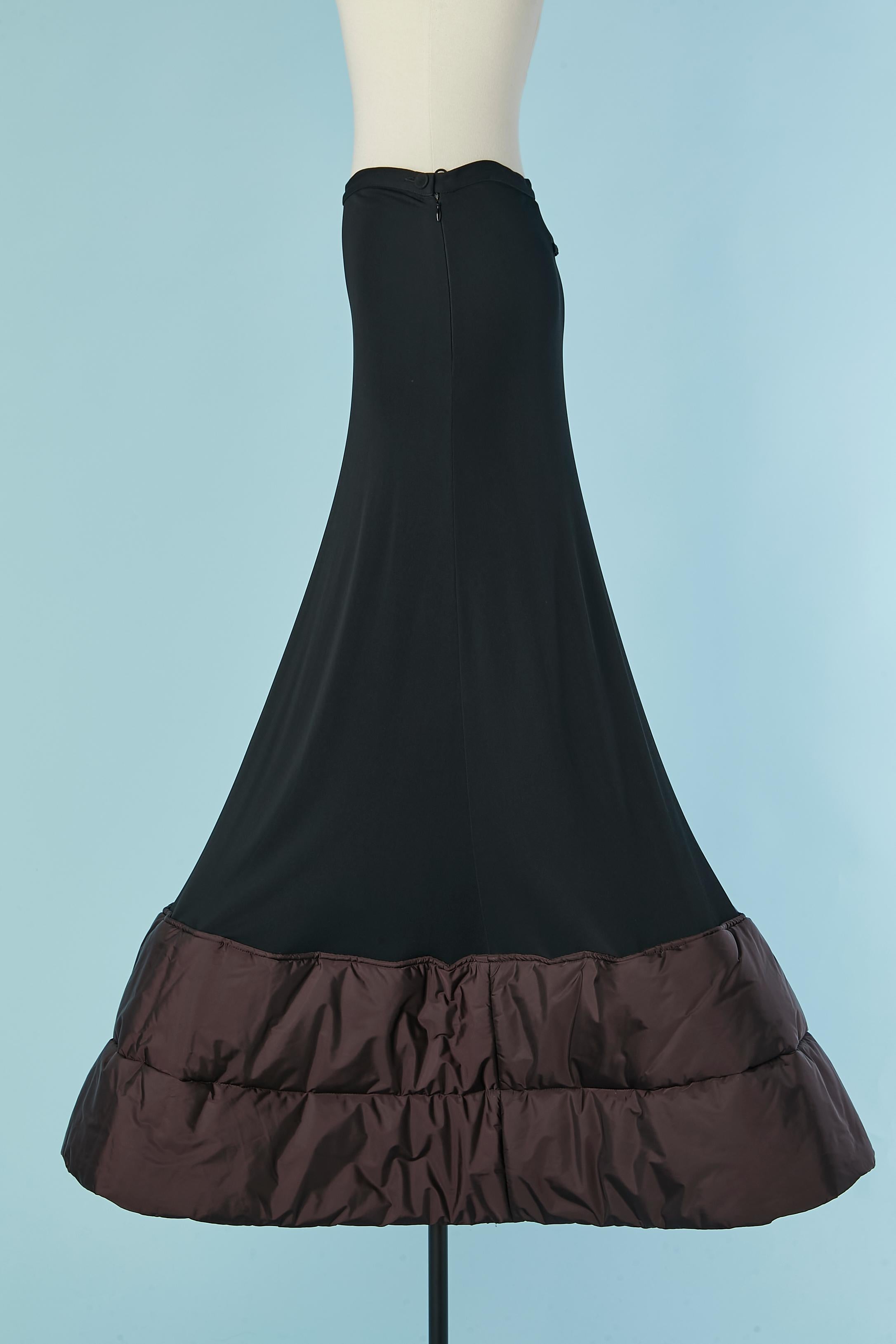 Black Long black skirt with brown padded edge Jean-Paul Gaultier Classique For Sale