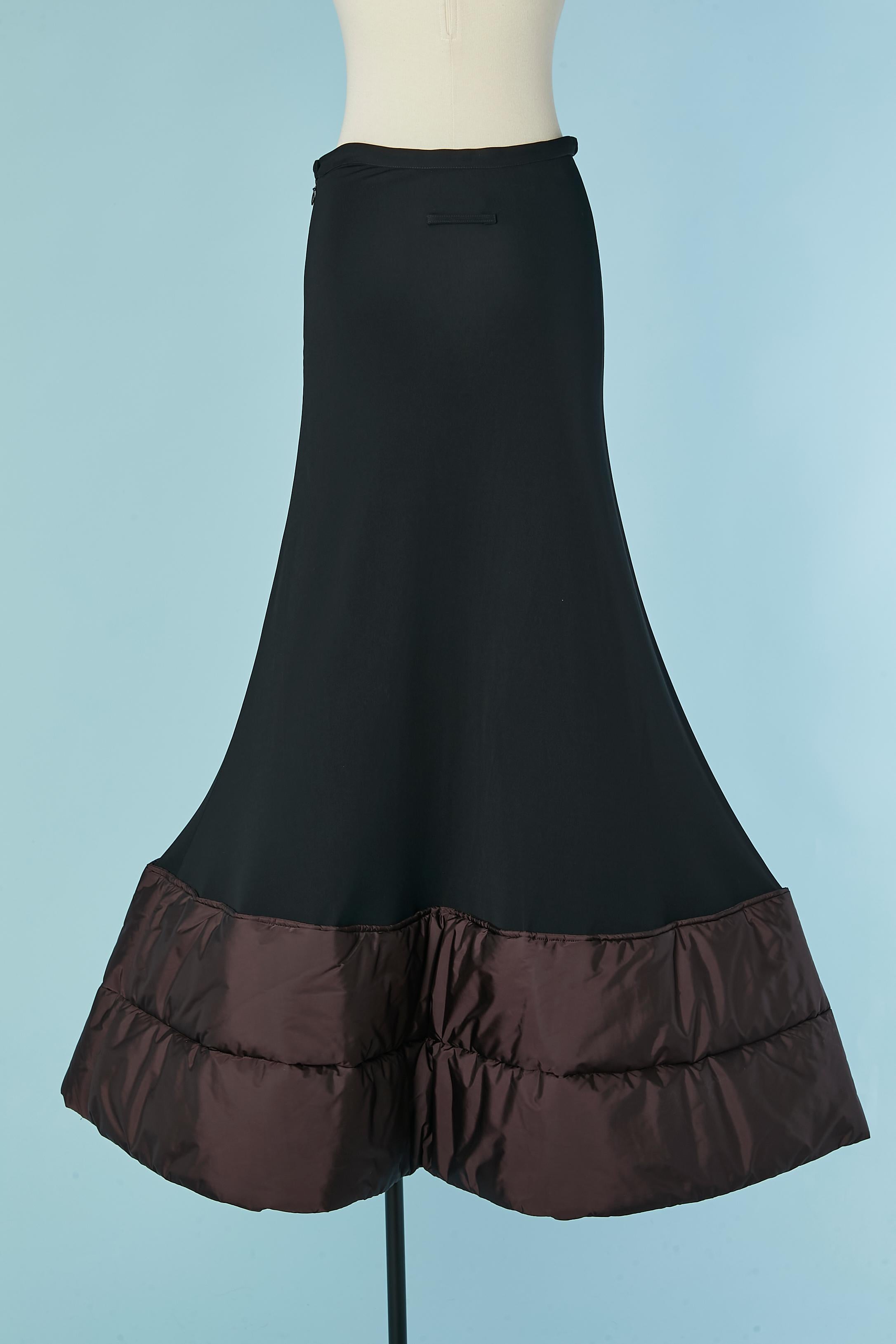 Long black skirt with brown padded edge Jean-Paul Gaultier Classique In Excellent Condition For Sale In Saint-Ouen-Sur-Seine, FR