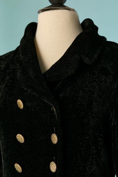Long black velvet knit double breasted cardigan CHANEL BOUTIQUE