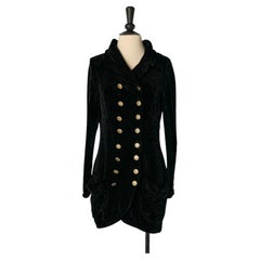 Long black velvet knit double breasted cardigan CHANEL BOUTIQUE