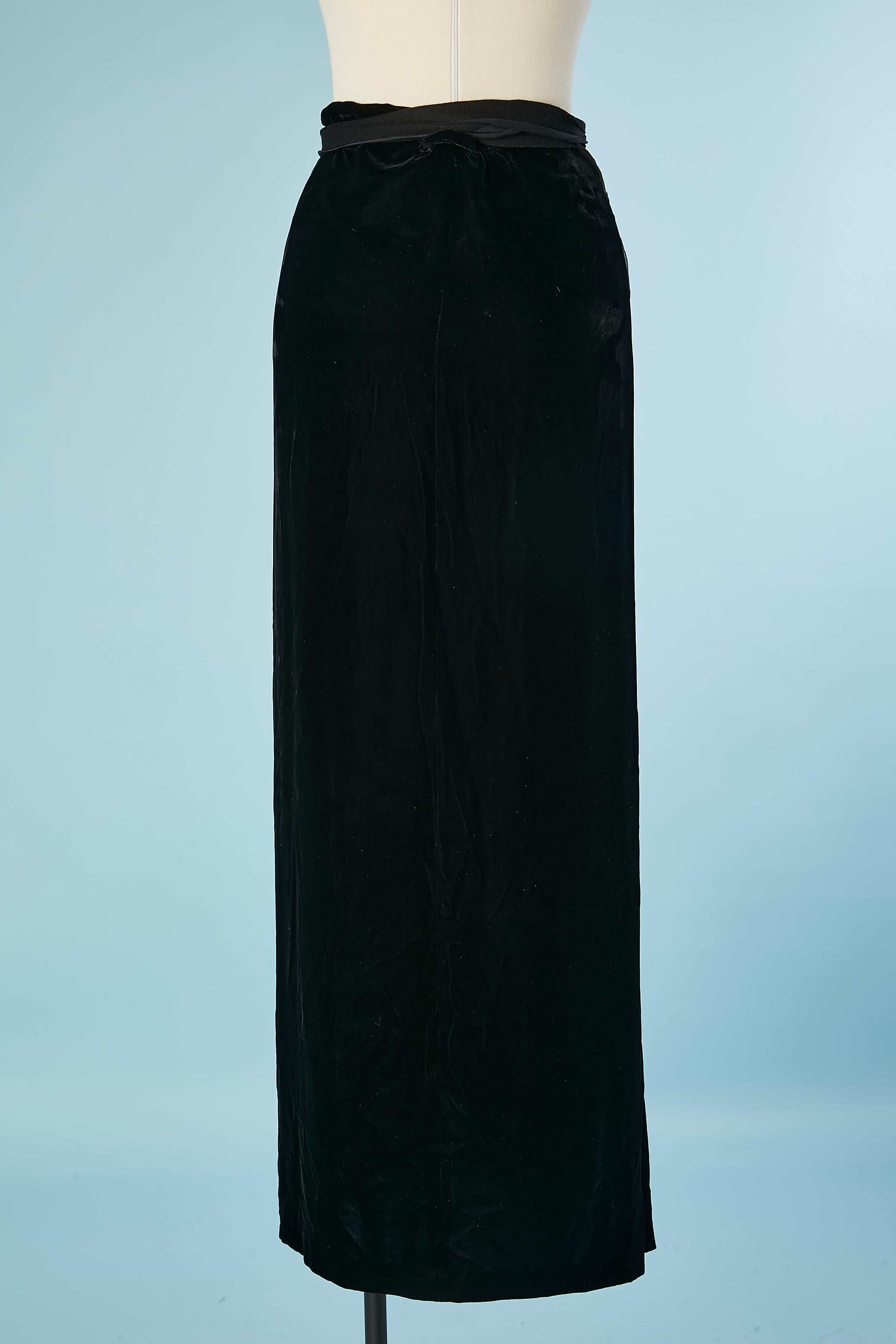 Women's Long black velvet wrap skirt with organza lining Jean-Paul Gaultier Femme 