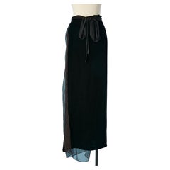 Long black velvet wrap skirt with organza lining Jean-Paul Gaultier Femme 