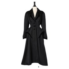 Long black wool and velvet coat Thierry Mugler 