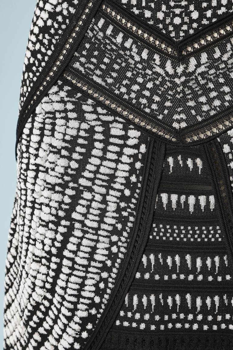 Black Long black&white evening jacquard knit in rayon Roberto Cavalli  For Sale