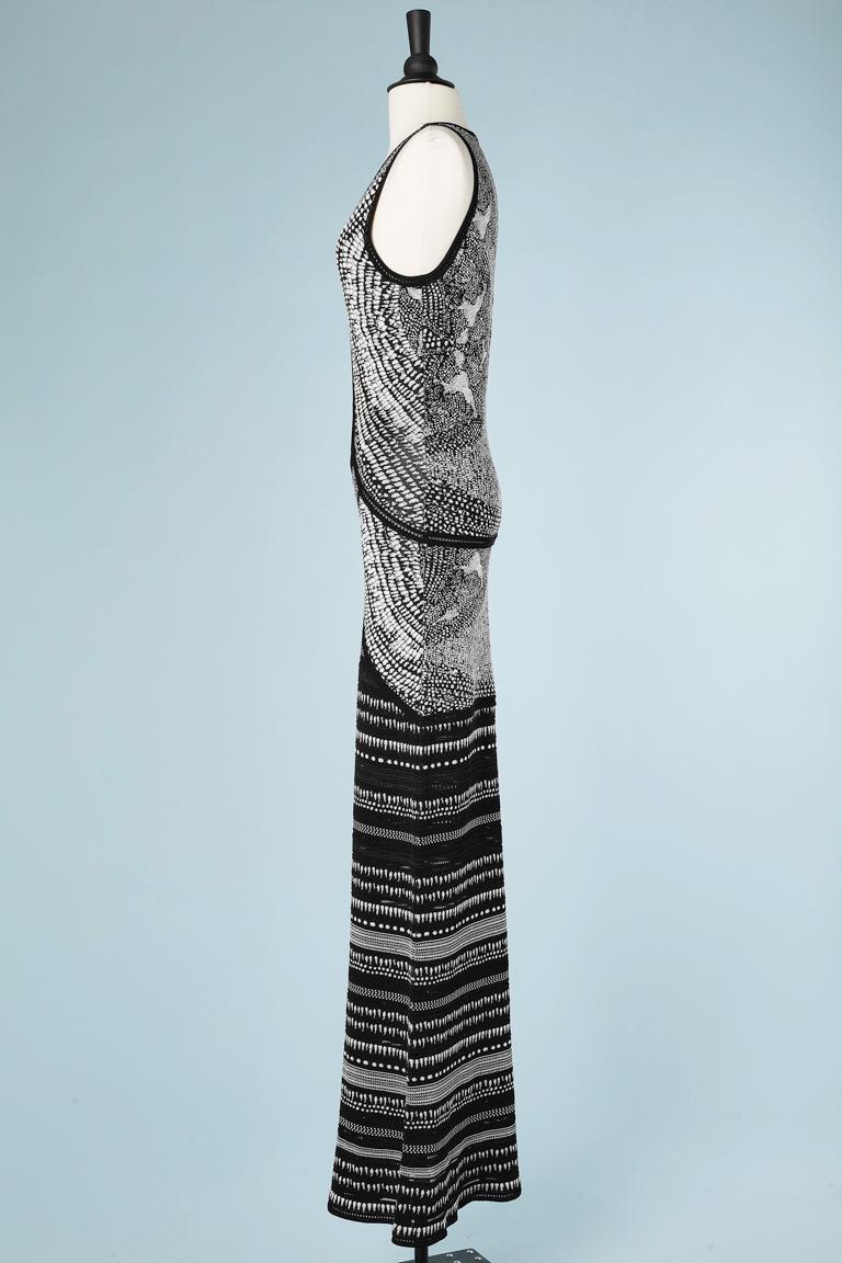 Long black&white evening jacquard knit in rayon Roberto Cavalli  For Sale 3