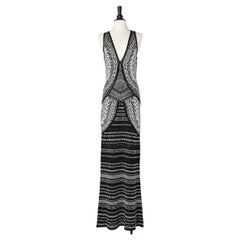 Long black&white evening jacquard knit in rayon Roberto Cavalli