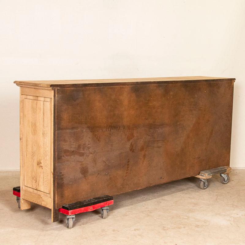Long Bleached Oak Vintage Sideboard Buffet from France In Good Condition In Round Top, TX