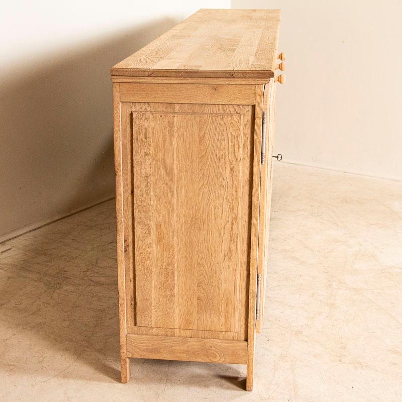 20th Century Long Bleached Oak Vintage Sideboard Buffet from France