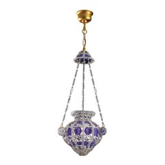 Long Blue Crystal Chandelier by Banci