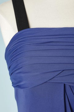 Long blue evening dress draped on the bust Emmanuel Ungaro