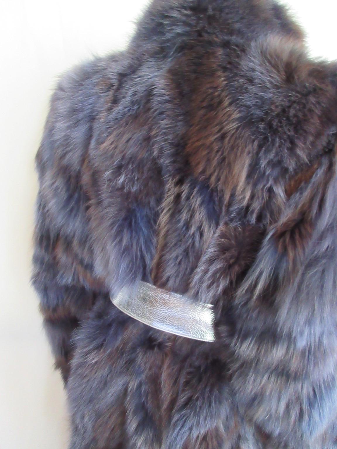 Women's or Men's Long Blue Fox Fur Coat Soft and Supple  For Sale