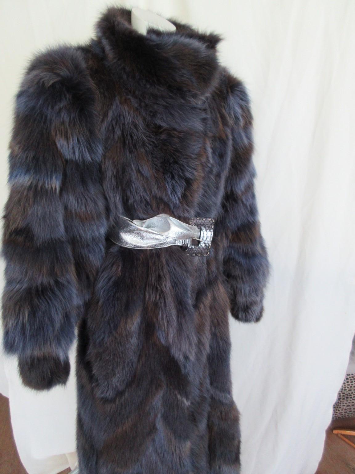 Long Blue Fox Fur Coat Soft and Supple  For Sale 4