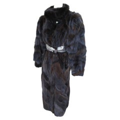Long Blue Fox Fur Coat Soft and Supple 