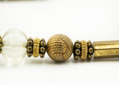 Long Bohemian Gilt Metal Carved Crystal Bead Necklace