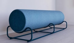 Long Bolster Bench, Custom Woolen Fabric and Metal by Wolfgang & Hite