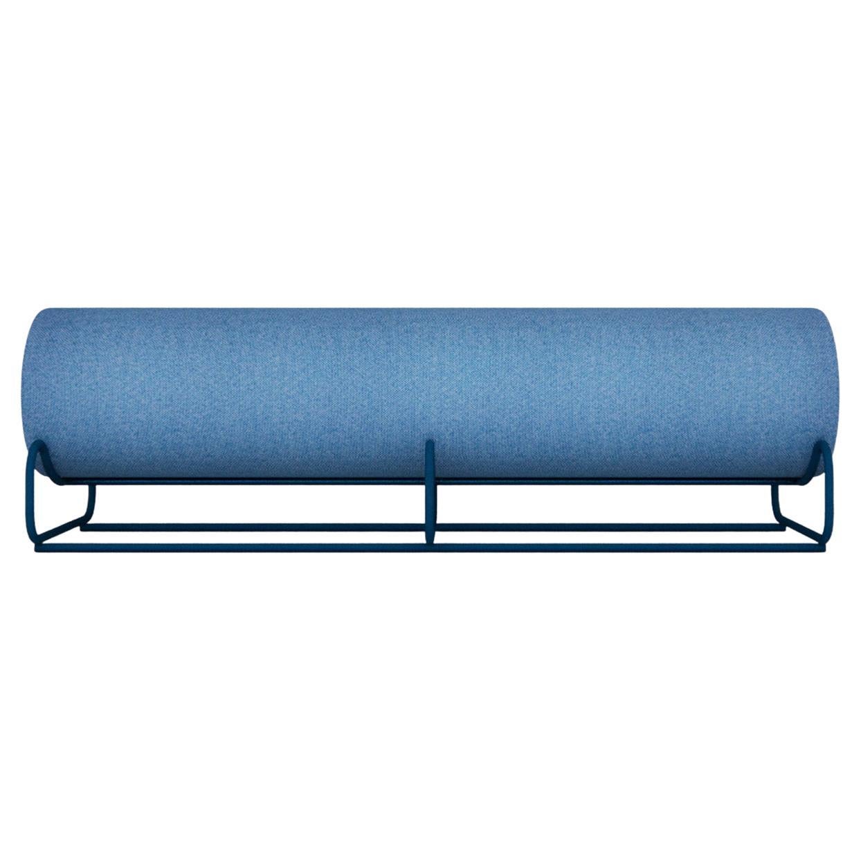 Long Bolster Bench, Custom Woolen Fabric and Metal by Wolfgang & Hite For Sale