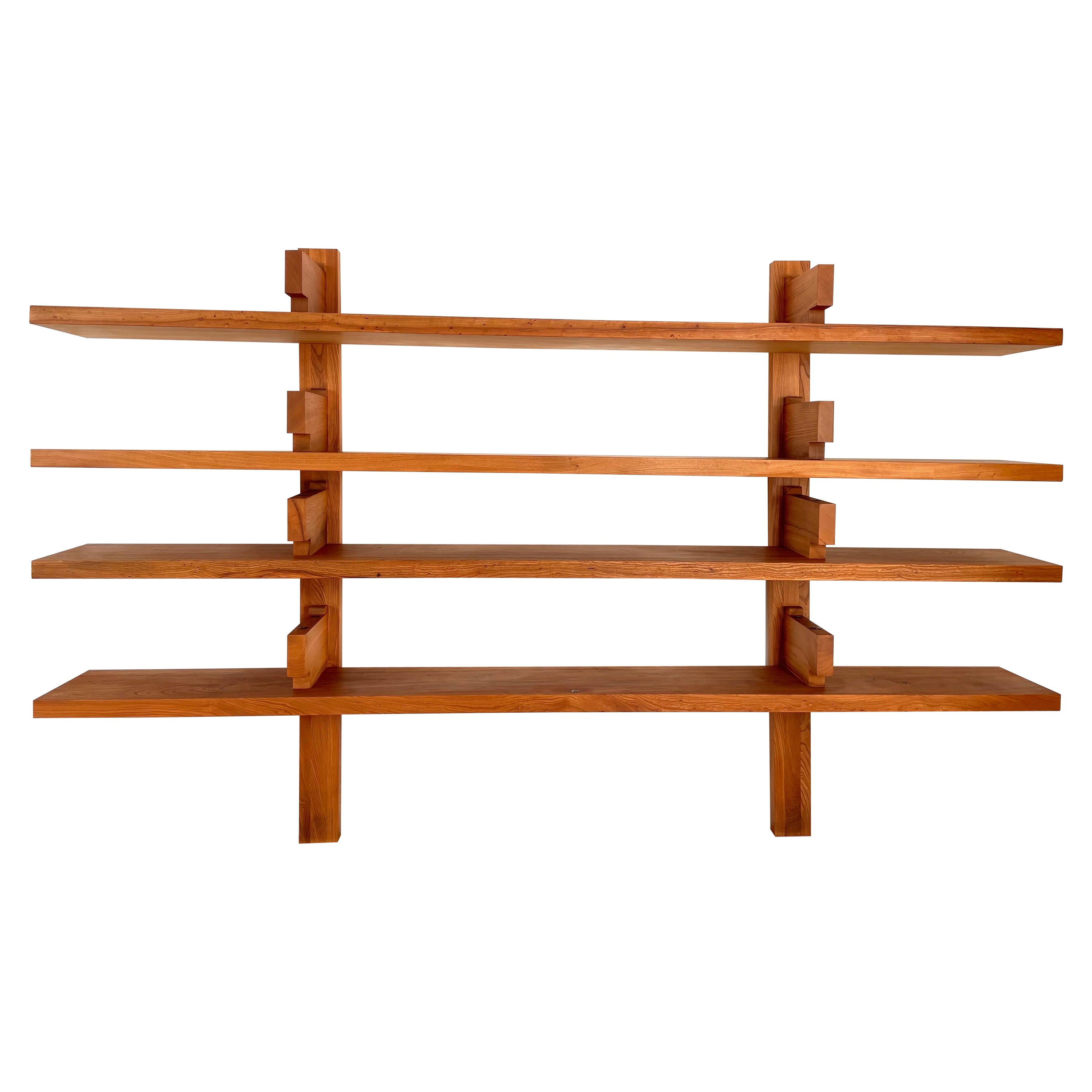 Long Bookcase B17 C by Pierre Chapo 1976 in French Elm For Sale