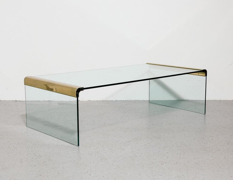 Long Brass and Glass Coffee Table at 1stDibs long glass table