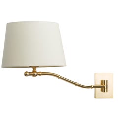 Long Brass Bamboo Swing Arm wall sconce in Matt Gold Varnish