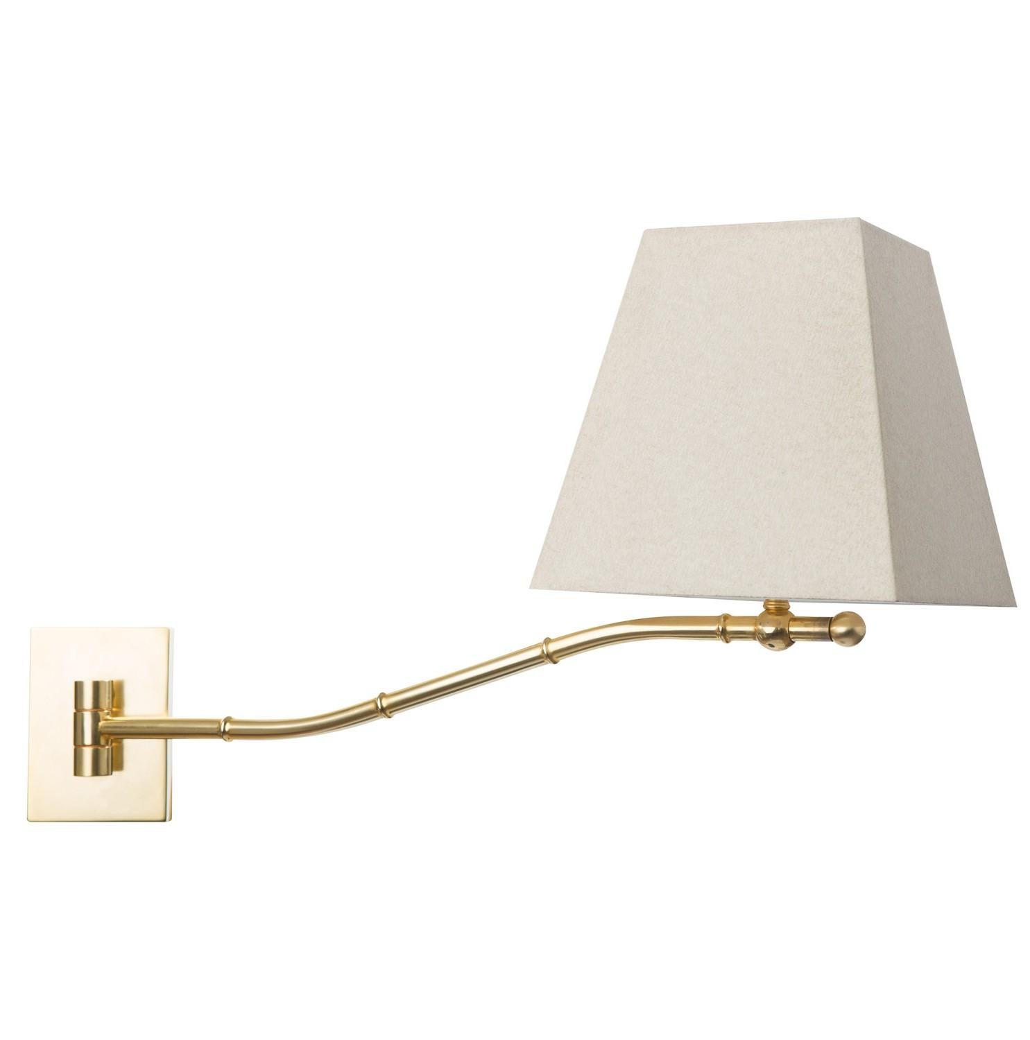 Aplique de pared con brazo oscilante de latón largo Bambú en barniz dorado mate Latón en venta