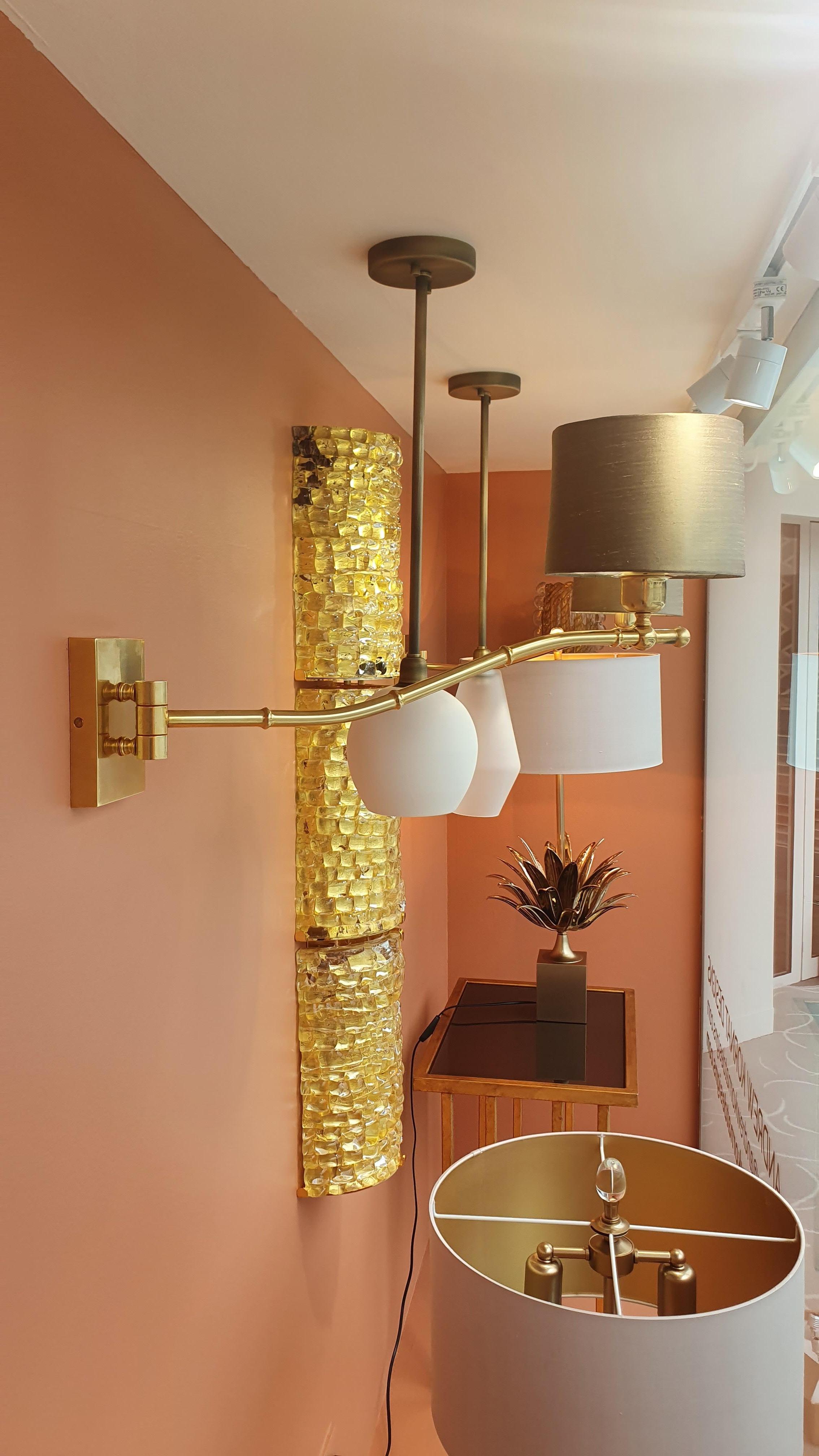 Applique Long Brass Bamboo Swing Arm con finitura in nichel opaco in vendita 1