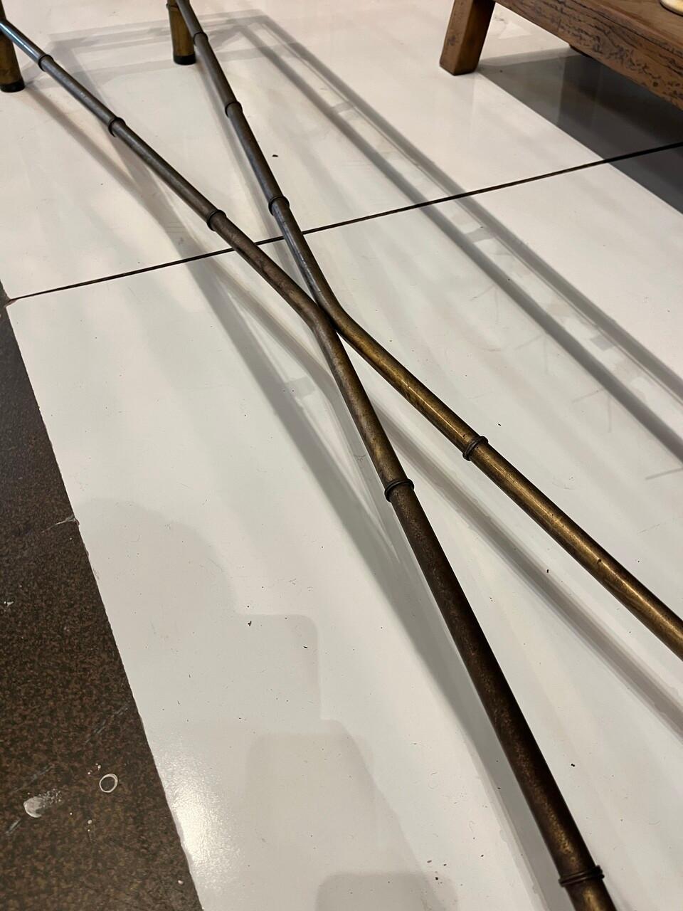 Long Brass Faux Bamboo Console Table In Good Condition For Sale In Houston, TX