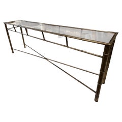 Long Brass Faux Bamboo Console Table