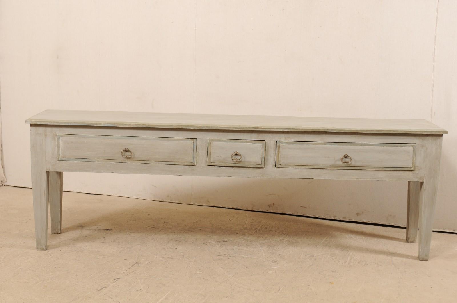 Carved Long Brazilian Painted Wood Console Table with Nice Clean Lines