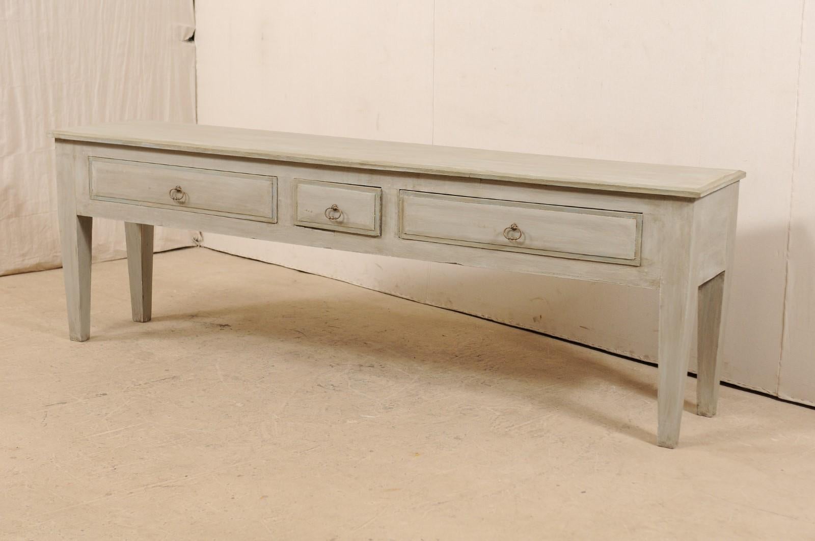 Long Brazilian Painted Wood Console Table with Nice Clean Lines In Good Condition In Atlanta, GA