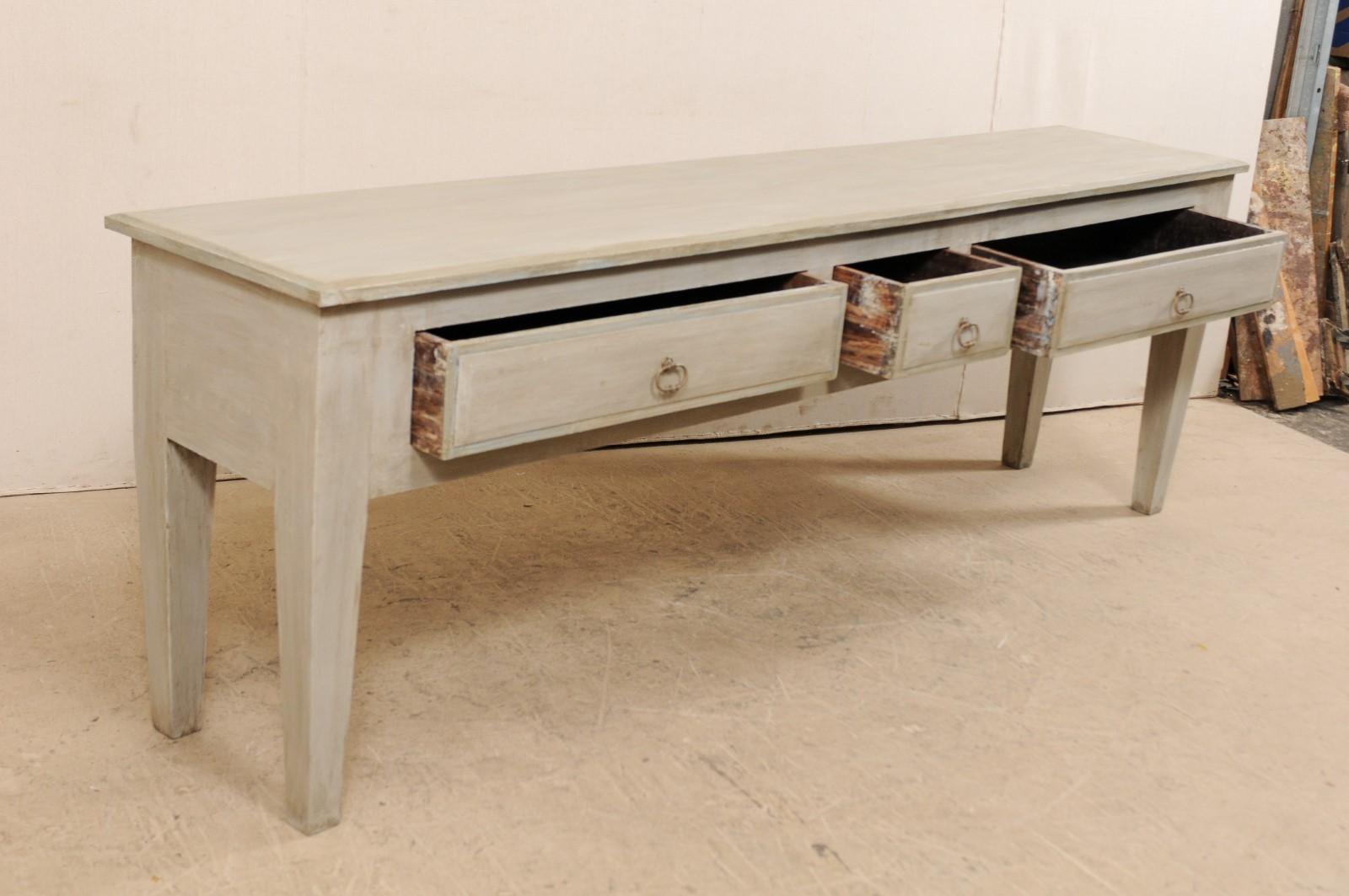 Long Brazilian Painted Wood Console Table with Nice Clean Lines 3