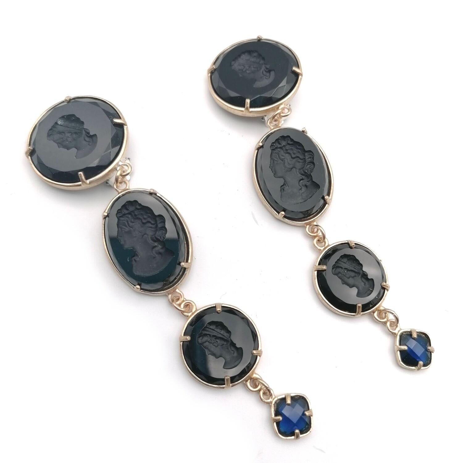 Women's or Men's Long Bronze earrings with Murano glasses  di Patrizia Daliana For Sale