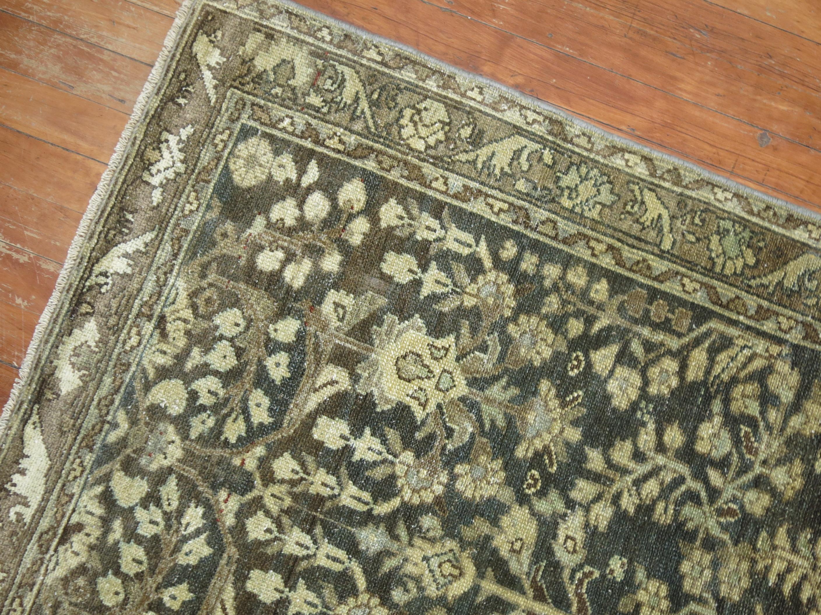 Zabihi Collection Long Brown Antique Persian Runner For Sale 1