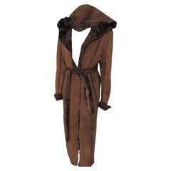Long Brown Hooded Swakara Coat Reversible Used Long Brown Hooded Swakara Coat Reversible