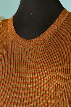Long brown knit and lurex dress with fringes edge SONIA RYKIEL