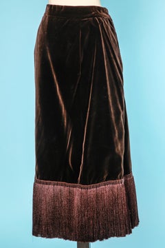 Long brown velvet skirt with silk fringes  Givenchy Nouvelle Boutique