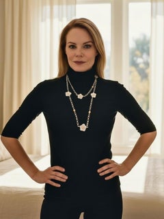 Long Vintage Buccellati Gardenia Collection Gold Vermeil Larger Silver Chain