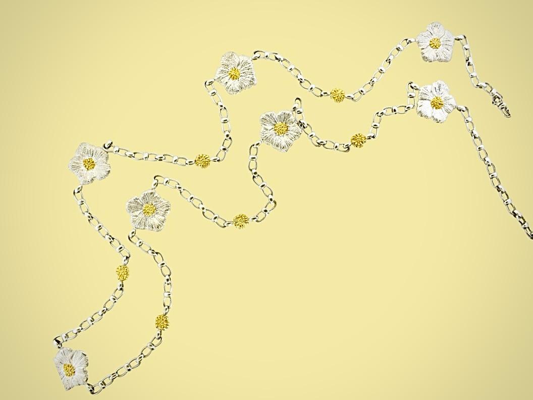 Catena lunga vintage Buccellati Gardenia Collection in oro vermeil più grande d'argento In condizioni ottime in vendita a Aspen, CO