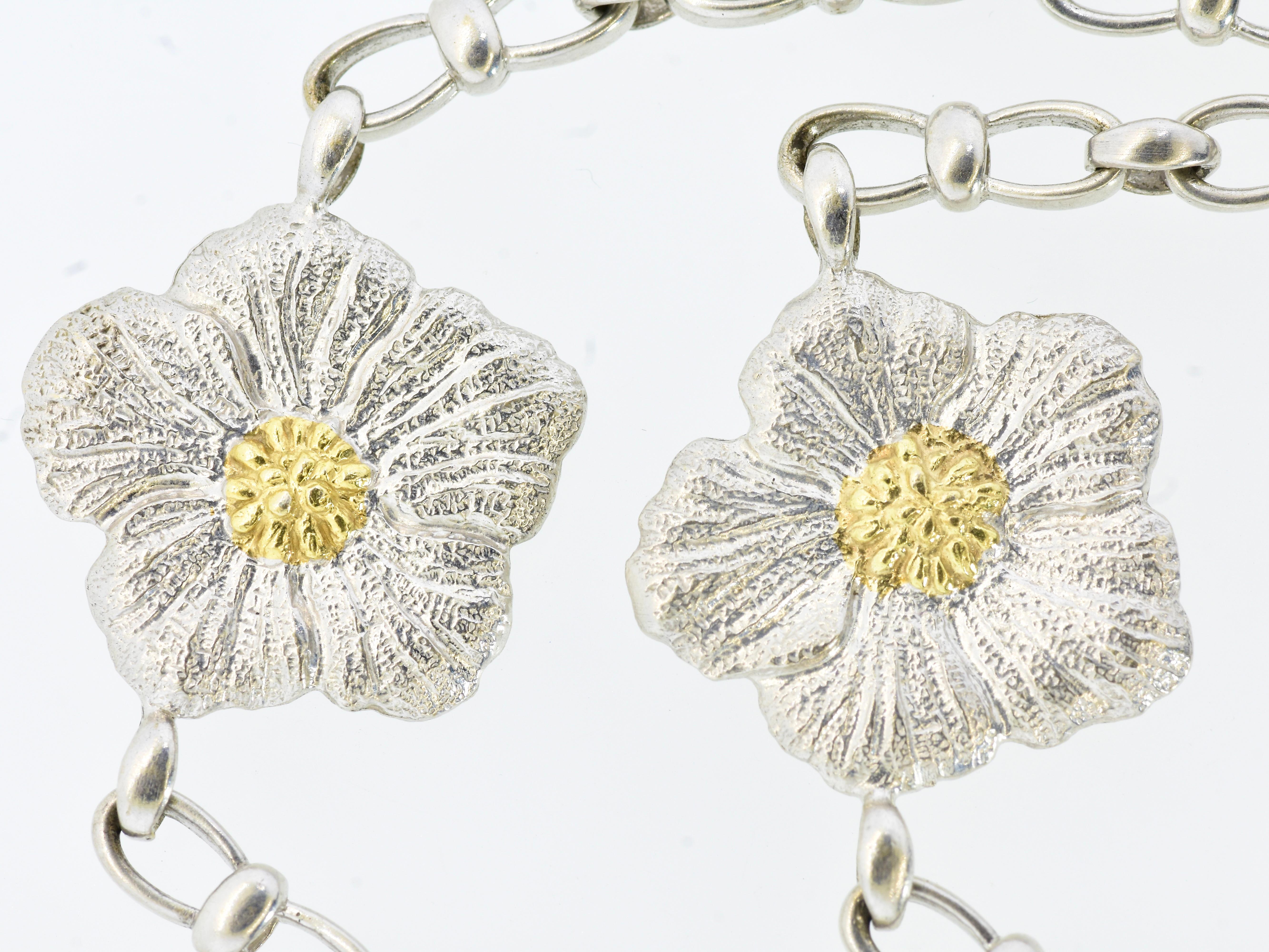 Catena lunga vintage Buccellati Gardenia Collection in oro vermeil più grande d'argento in vendita 1