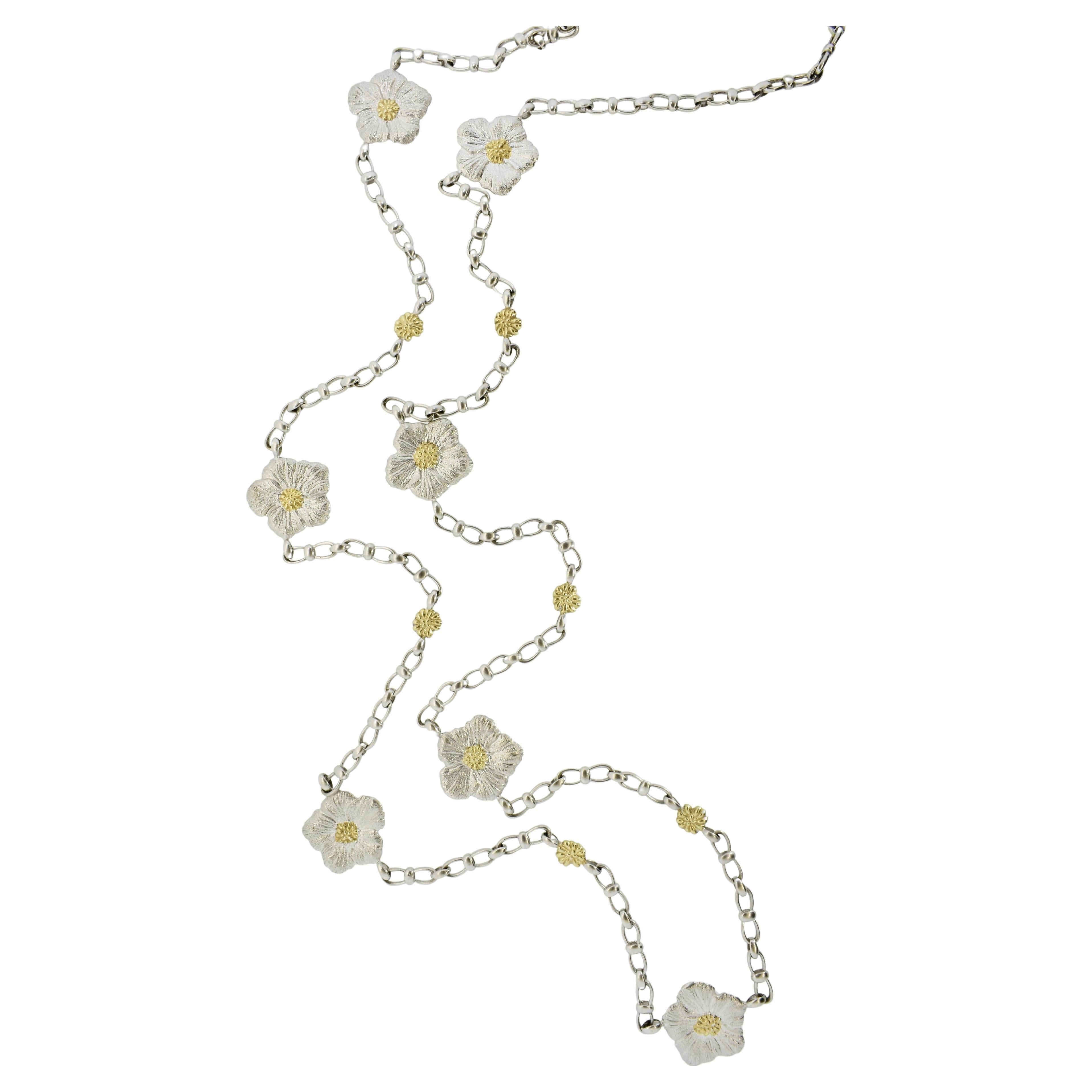 Catena lunga vintage Buccellati Gardenia Collection in oro vermeil più grande d'argento in vendita