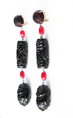 Long Buddha Lacquer Earrings