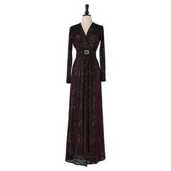 Long burgundy velvet dévoré evening dress JUST CAVALLI