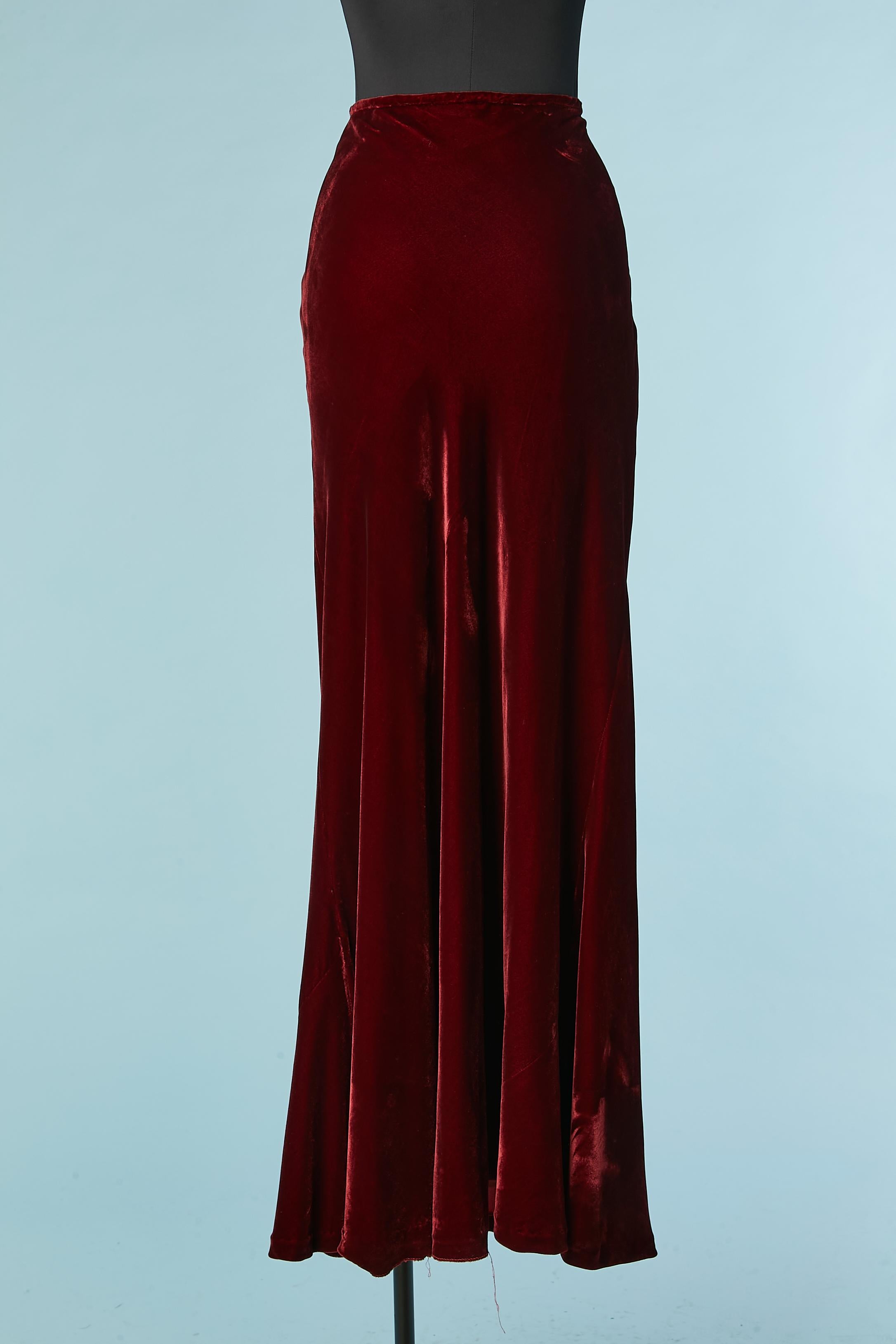 Women's Long burgundy velvet skirt Ralph Lauren  For Sale