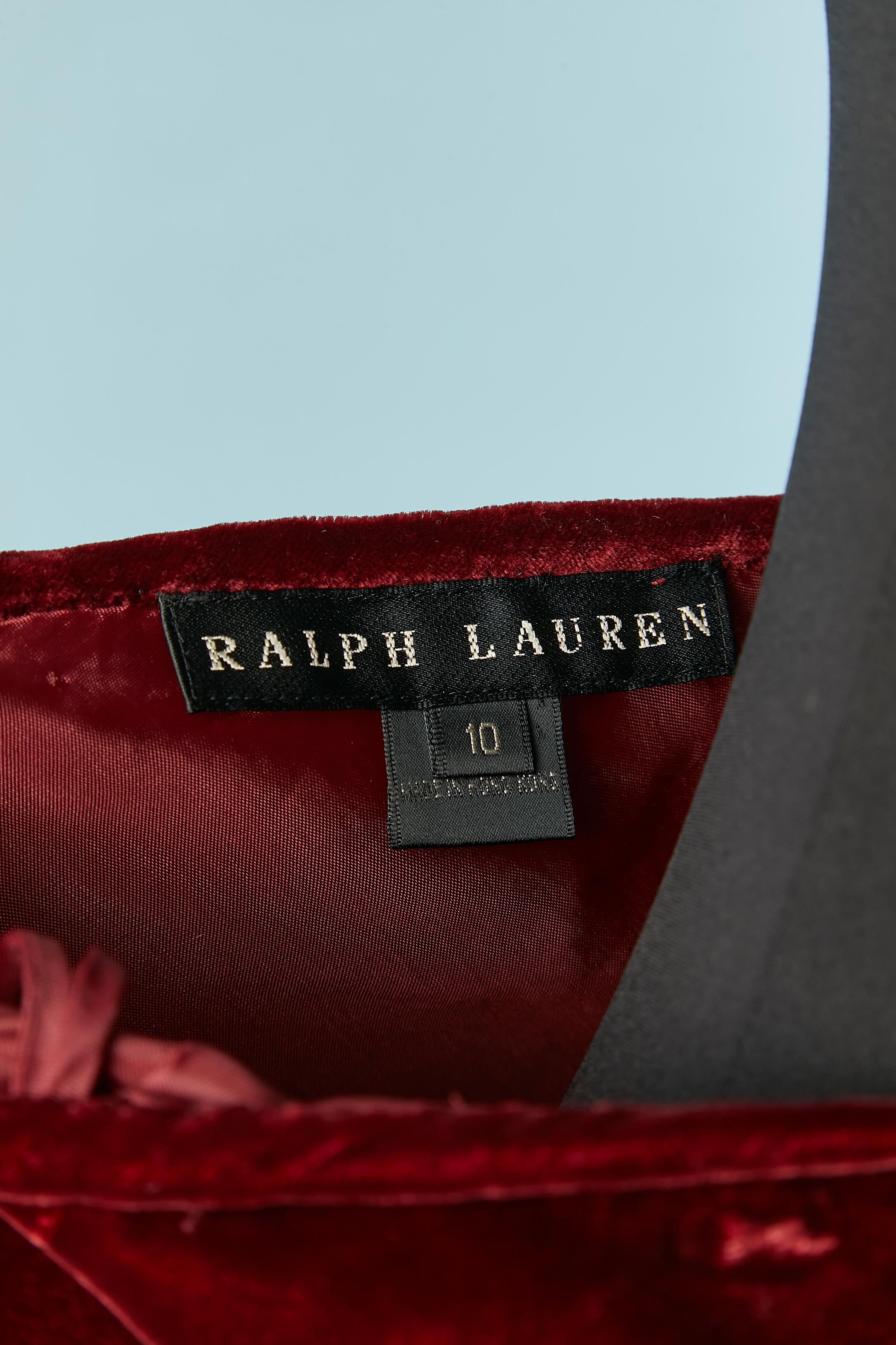 Jupe longue en velours bordeaux Ralph Lauren  en vente 1