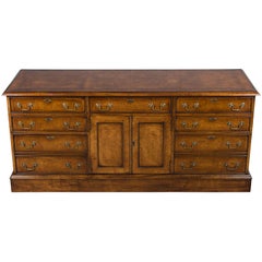 Long Burled Walnut Home Office Credenza File Cabinet Cupboard