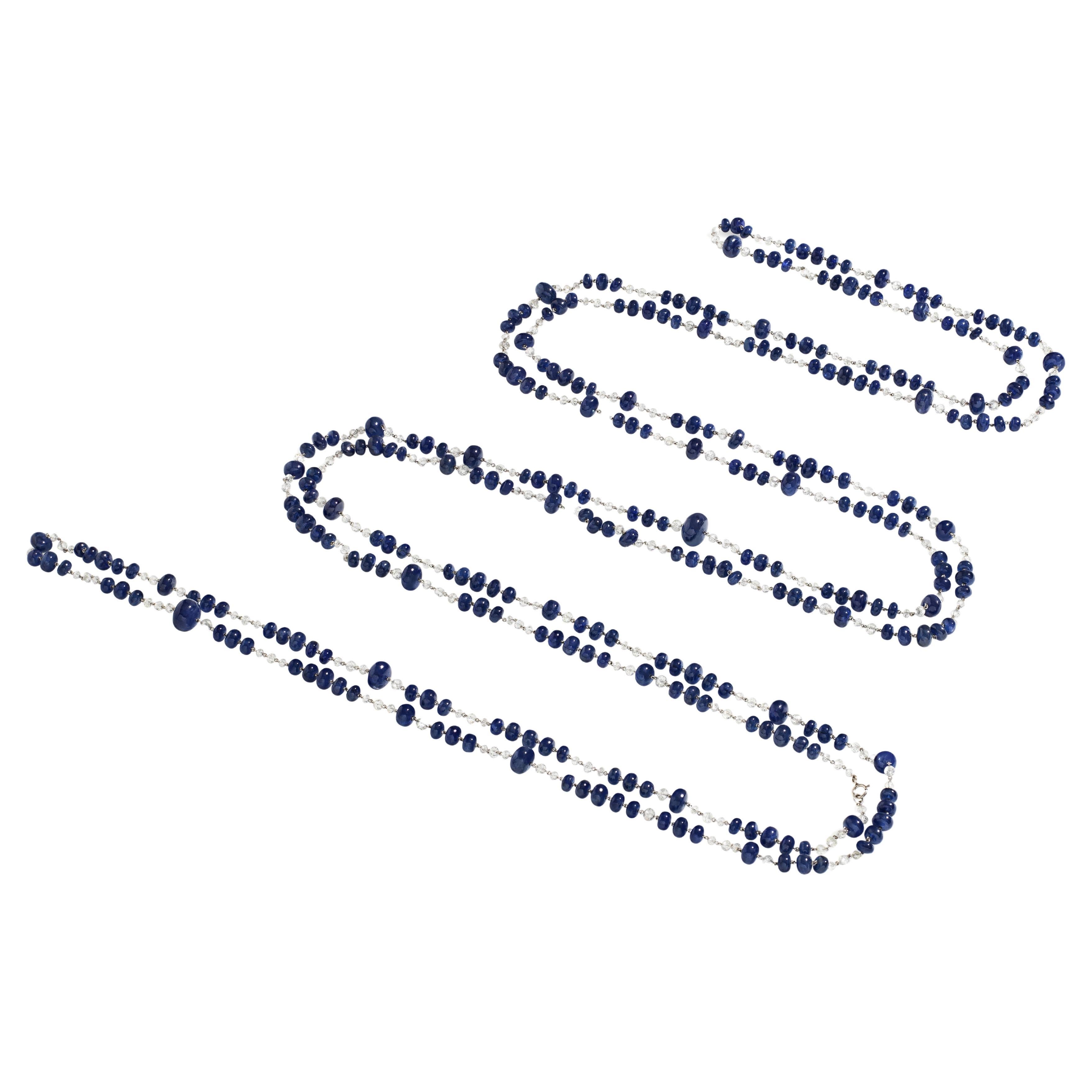 Stephen Russell Diamond Moonstone Sapphire and Platinum Chain For Sale ...