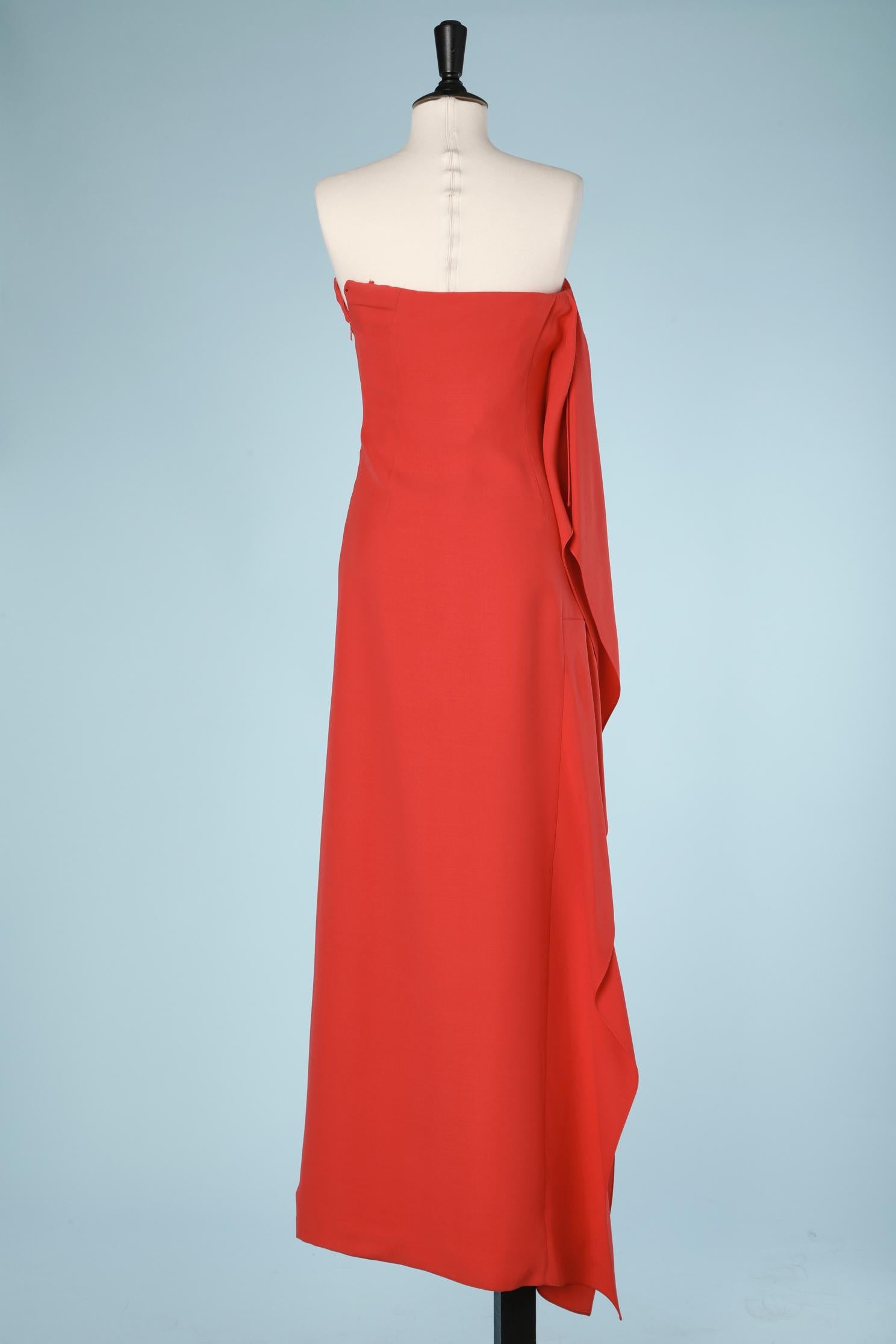 Red Long bustier cocktail dress Christian Dior 