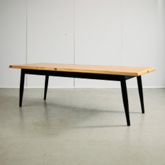 Long Canadian Pine Table with Black Varnished Legs