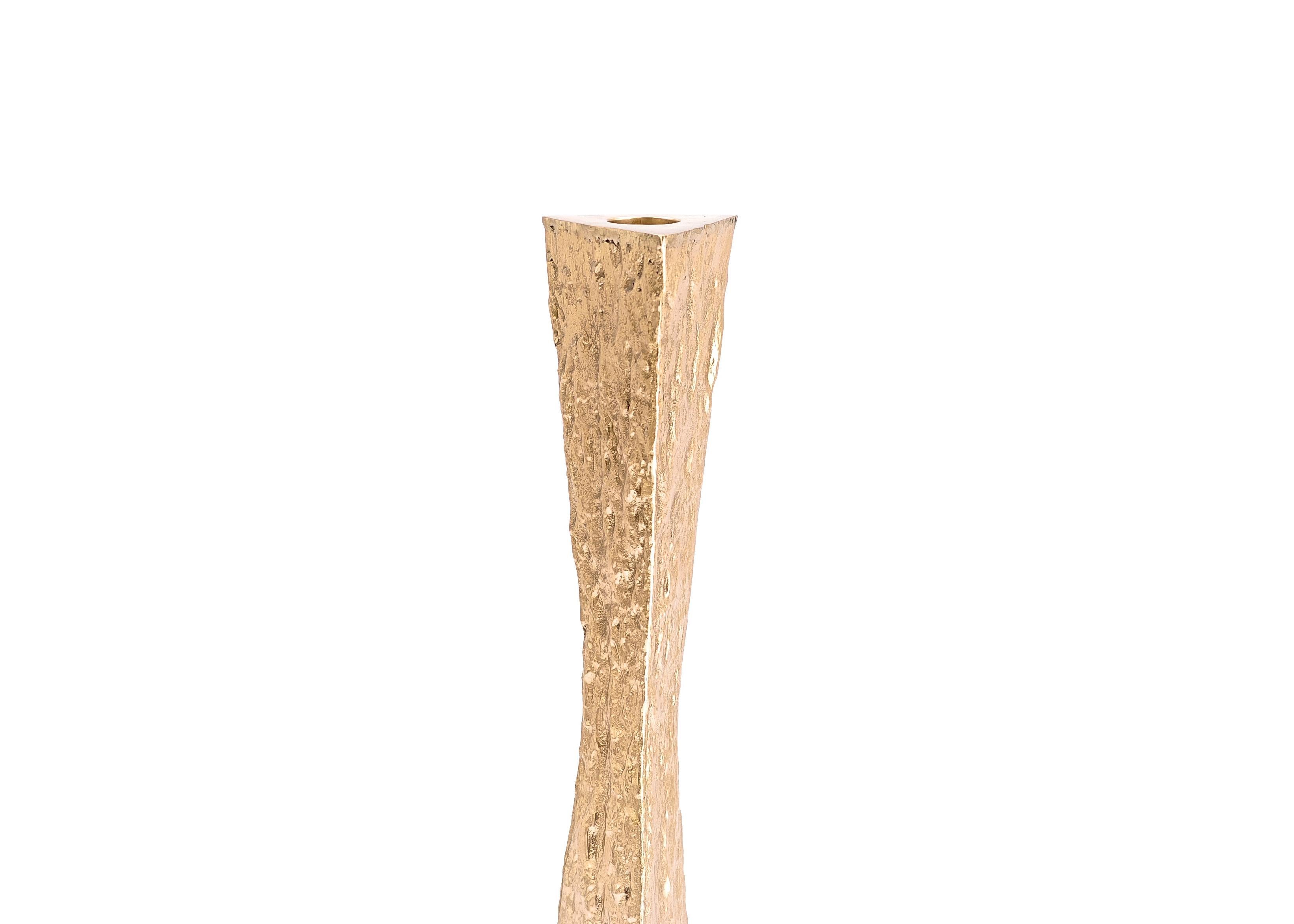 Langer Kerzenhalter aus polierter Bronze von FAKASAKA Design (Poliert) im Angebot
