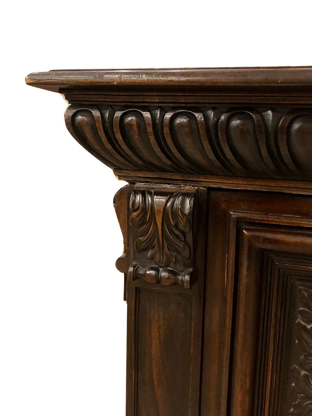 Italian Long Carved Wood Console For Sale