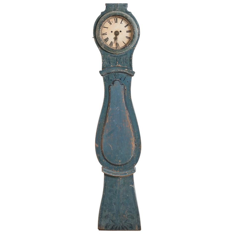 Long Case Clock from the Year 1800 with Original Blue Paint